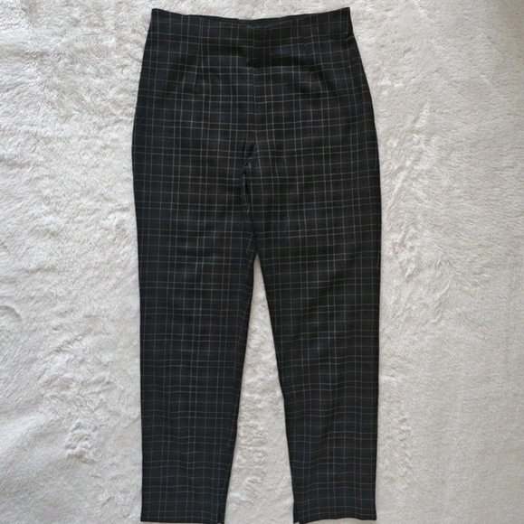 Equastrian Medium Skinny Plaid Pants Dark Gray Office Work‎ Wear Stretch Comfort - Picture 2 of 5